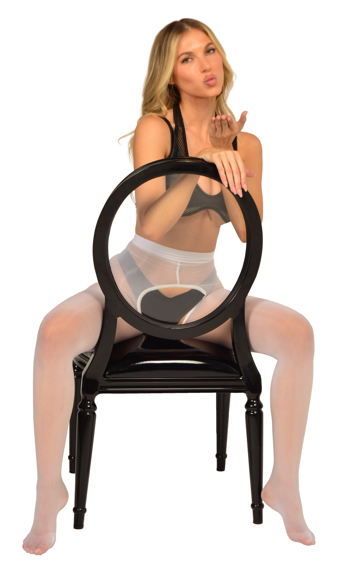 Pearl & Poseidon Claudette - Glossy Sheer Pantyhose Open Crotch