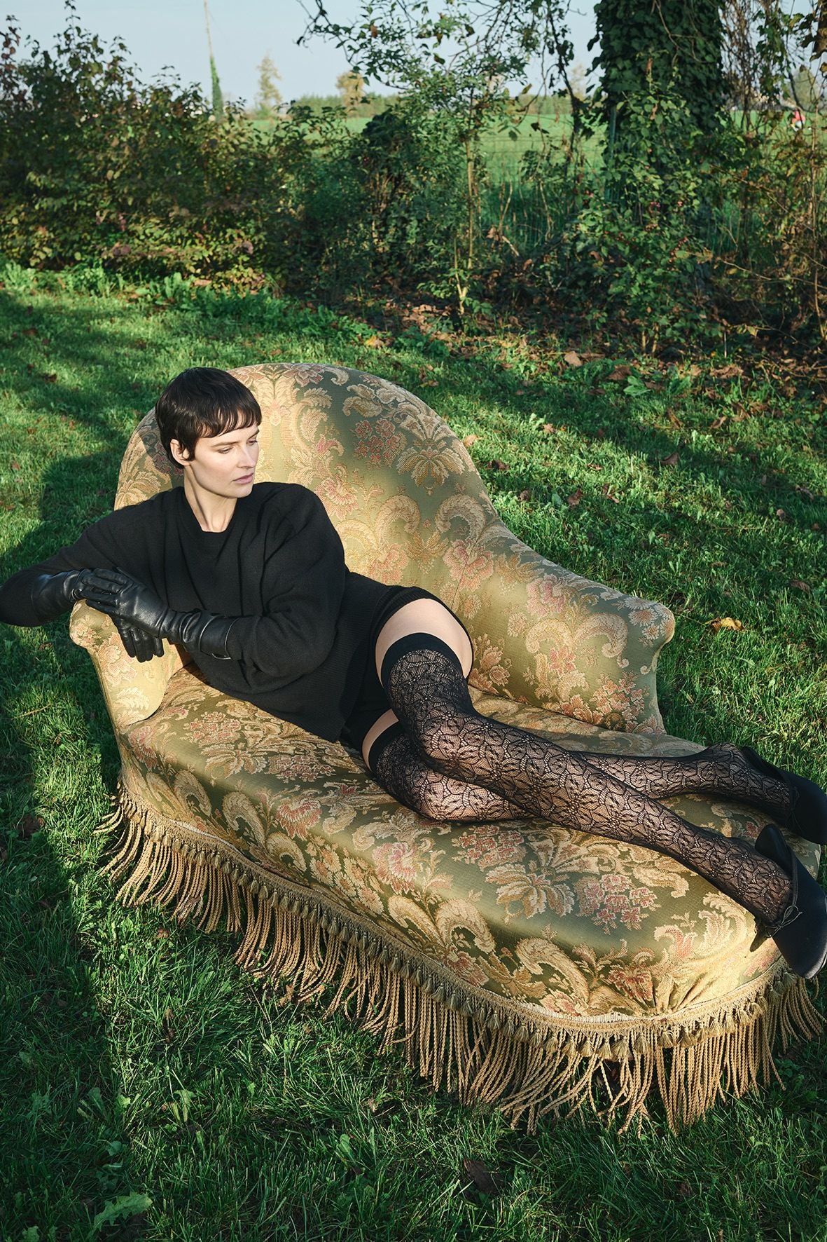 Trasparenze Compass Rose Floral Hold Ups Stockings