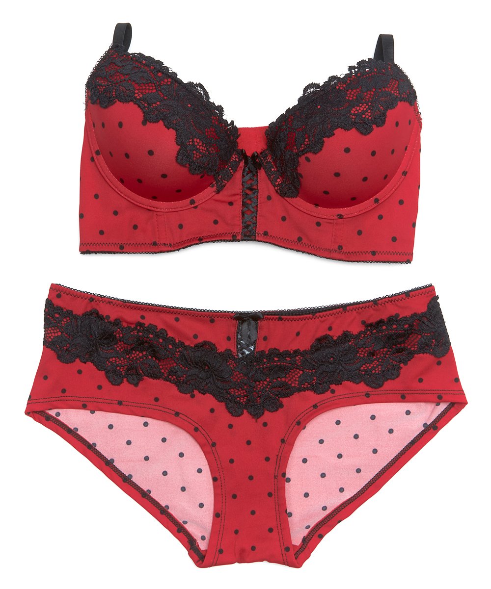René Rofé Red & Black Laced Up Dottie Longline Bra B25199