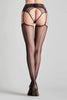 Maison Close 20 Den Sheer Cut and Curled Double Black/Black Seamed Stockings