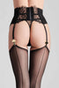 Maison Close 20 Den Sheer Cut and Curled Black/Black Seamed Stockings