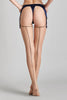 Maison Close 20 Den Sheer Cut and Curled Nude/Black Seamed Stockings 605838