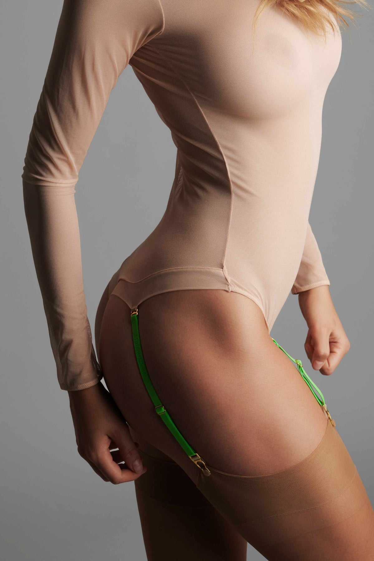 Maison Close Signature Neon Green Stocking Suspender Straps