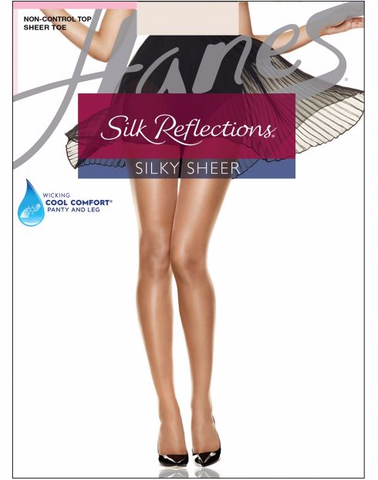 Hanes Silk Reflections Silky Sheer Control Top Sheer Toe Pantyhose