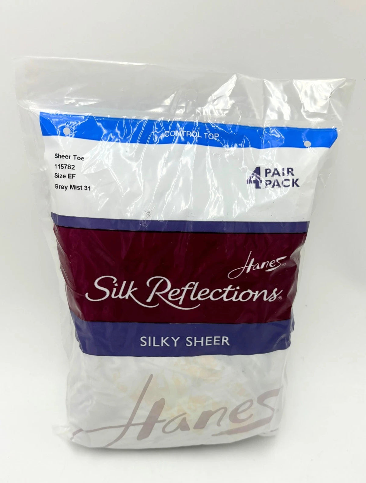 Hanes Silk Reflections Silky Sheer Control Top Sheer Toe 4 PACK Size EF