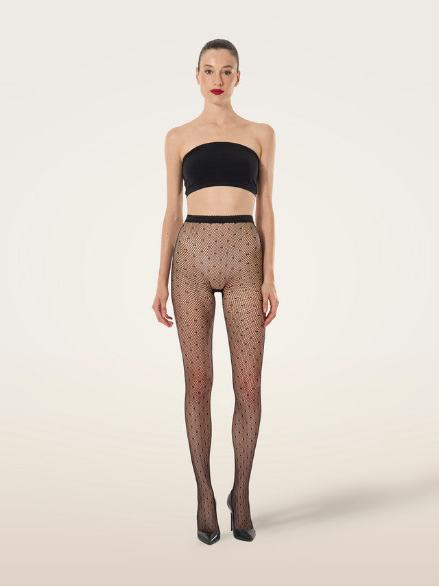CLEARNACE- WOLFORD DOT NET TIGHTS- X LARGE HONEY
