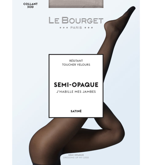Femme Le Bourget Semi Opaque Collant 30 Deniers Toucher Velours Noir