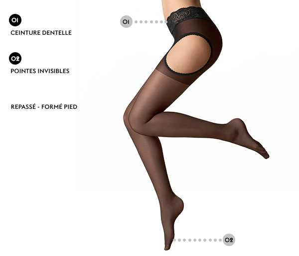 Le Bourget CREATION Tights with Integrated Garter Belt 20D PANTYHOSE
