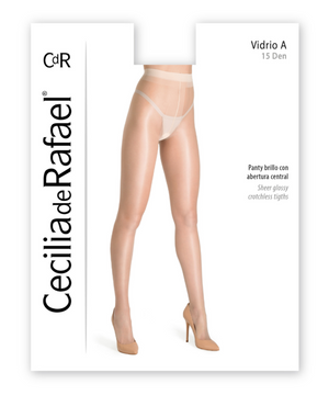 Cecilia de Rafael Crotchless Vidrio A Glossy Shiny Pantyhose Open Gusset Tights 15D