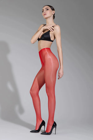 Maison Close Glossy Tights 10 Denier Red