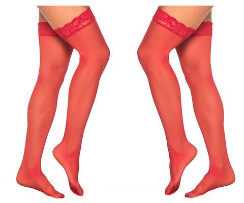 Mapale 1094X Mesh Thigh Highs Color Red