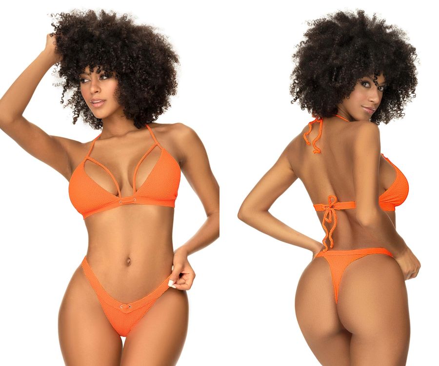 Mapale 67059 Ribbed Two Piece Swimsuit Color Bright Orange