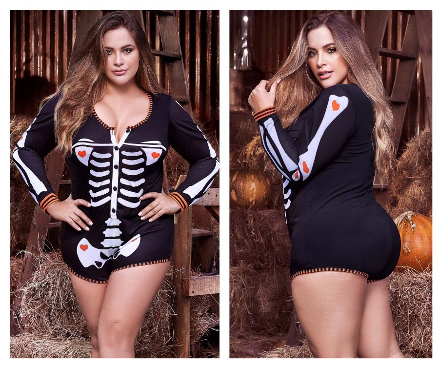 Mapale 7326X Long Sleeve Sleep Romper Color Black Prints