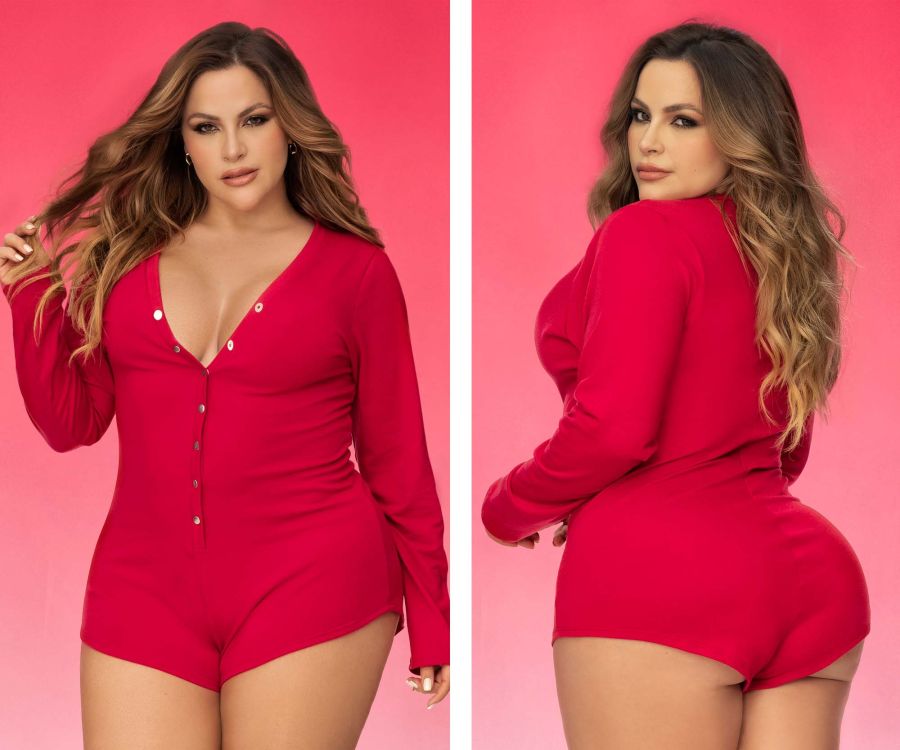 Mapale 7537X Long Sleeve Sleep Romper Color Red