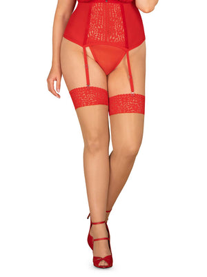 Obsessive Blossmina Lace Top Stockings Red