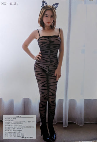 CLEARANCE -  ELEGANT UP  Mock Crochet Top Bodystocking Crotchless