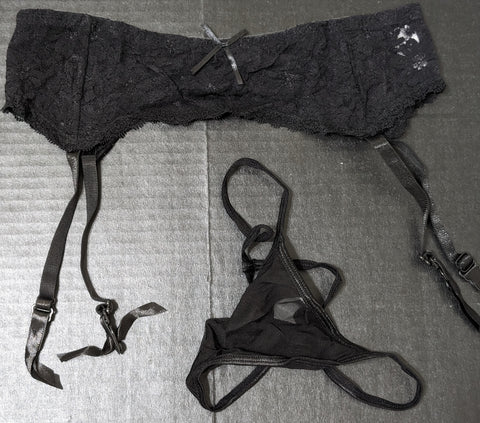 CLEARANCE - Lingerie Set With Garter built and Matching G-String
