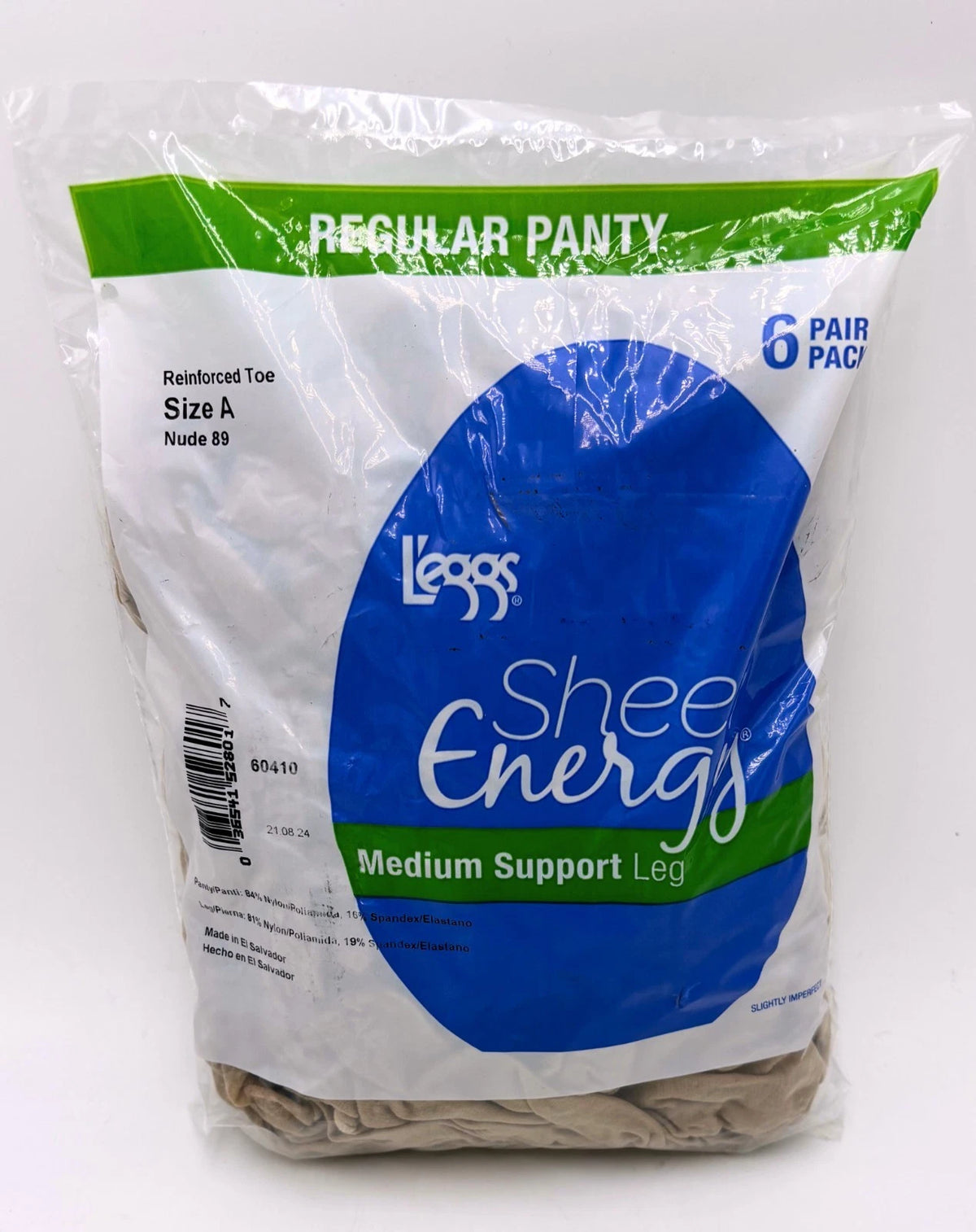 L'eggs Sheer Energy Medium Support Leg Regular Pantyhose RT 6 Pack