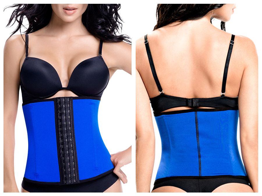 TrueShapers 1061 Latex free Workout Waist Training Cincher Color Blue