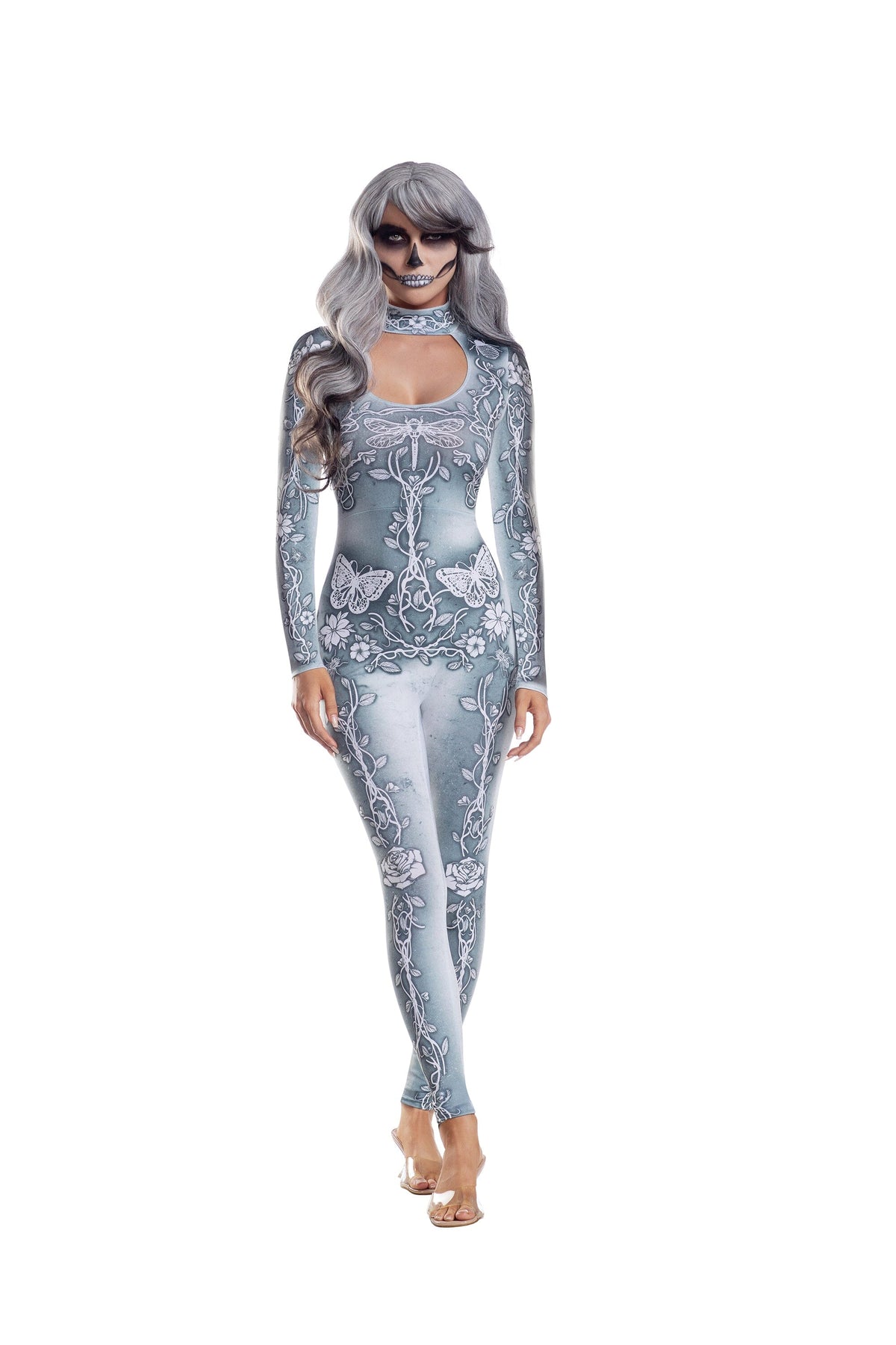 Dreamgirl Beautiful Bones Sublimated Jumpsuit Women’s Costume – Skeleton Halloween Outfit