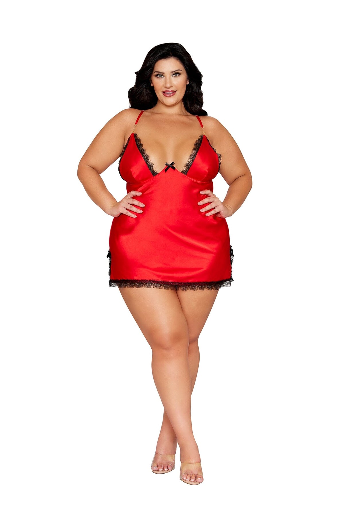 Dreamgirl Plus Size Poinsetta Satin Chemise