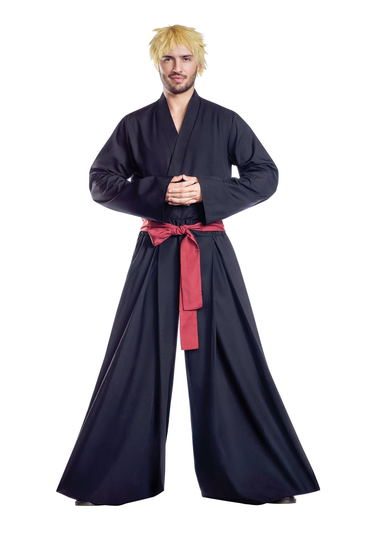 Dreamguy Samurai Kimono-Inspired Woven Wrap Shirt Men’s Costume – Japanese Warrior Outfit
