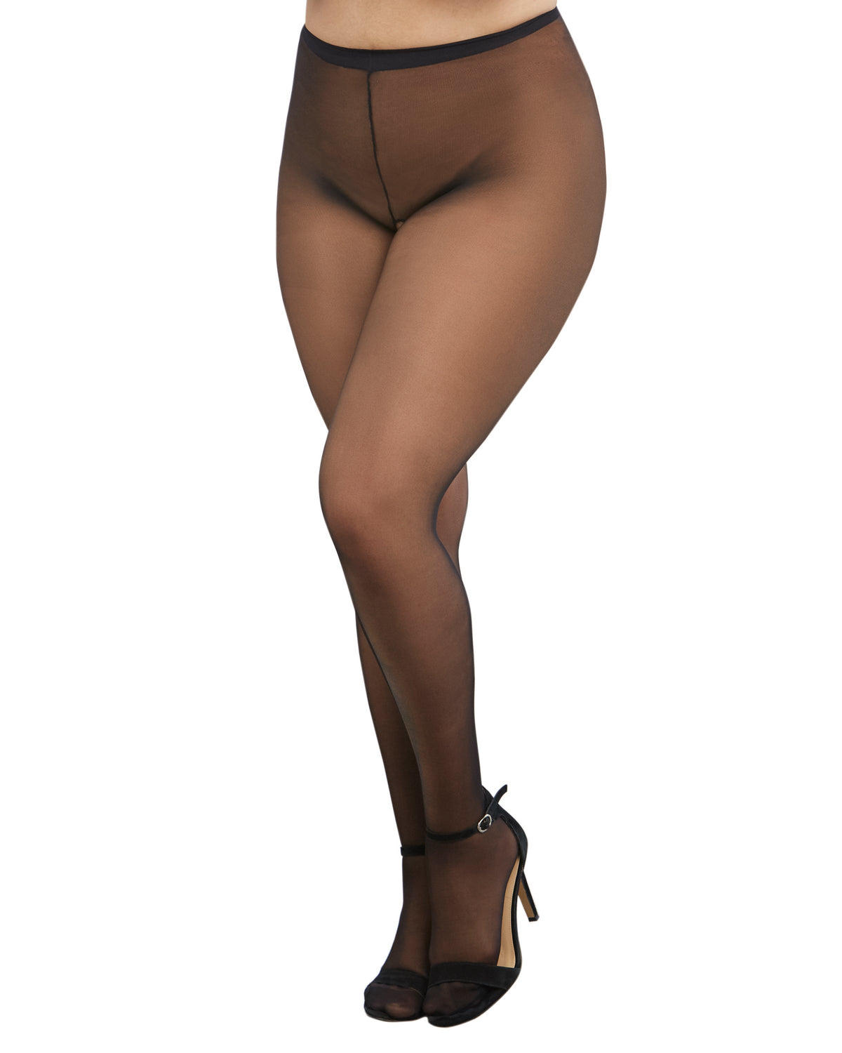 Dreamgirl Plus Size Sheer Crotchless Pantyhose