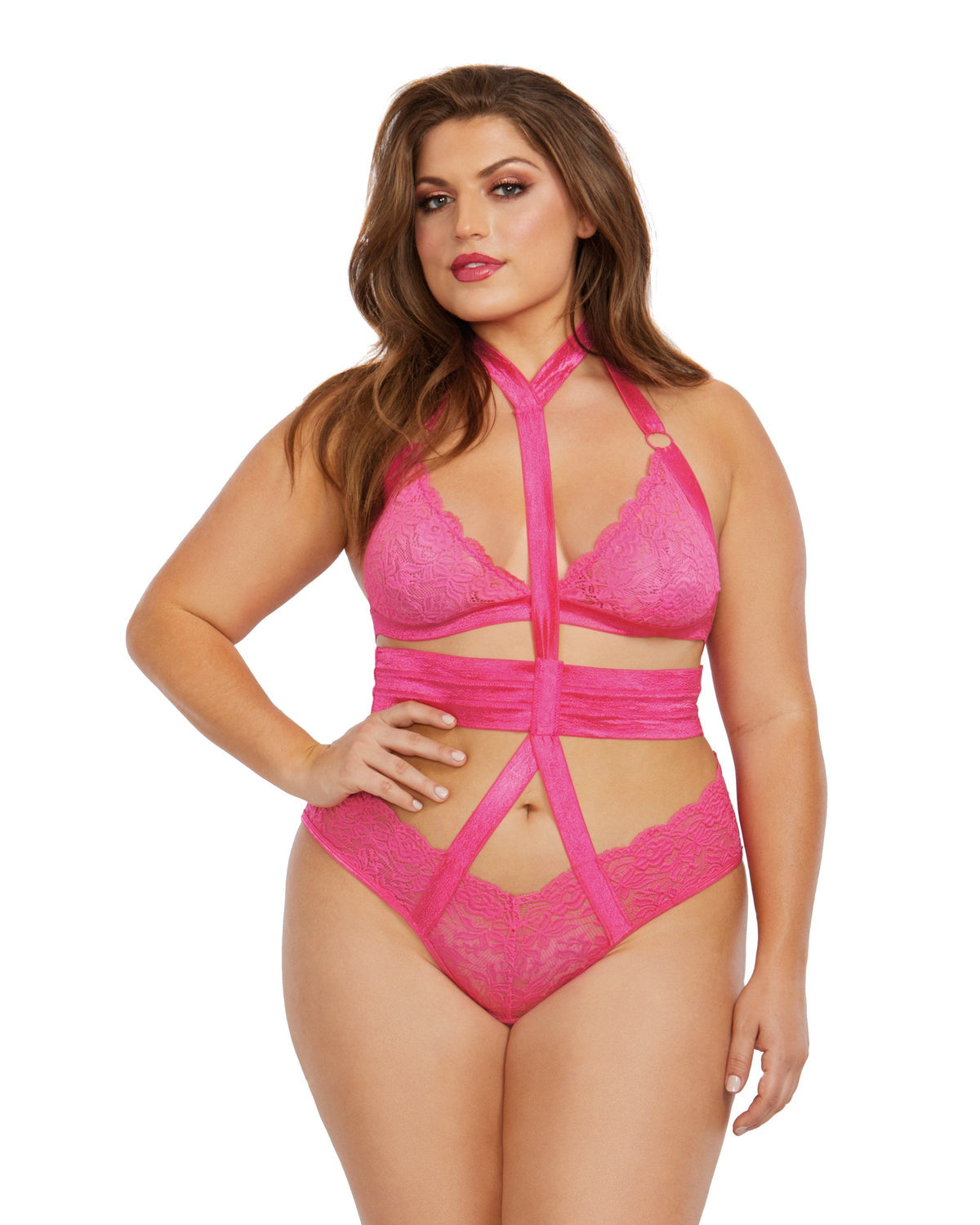 Dreamgirl Plus Size Two-Piece Collared Bralette & Panty Playset