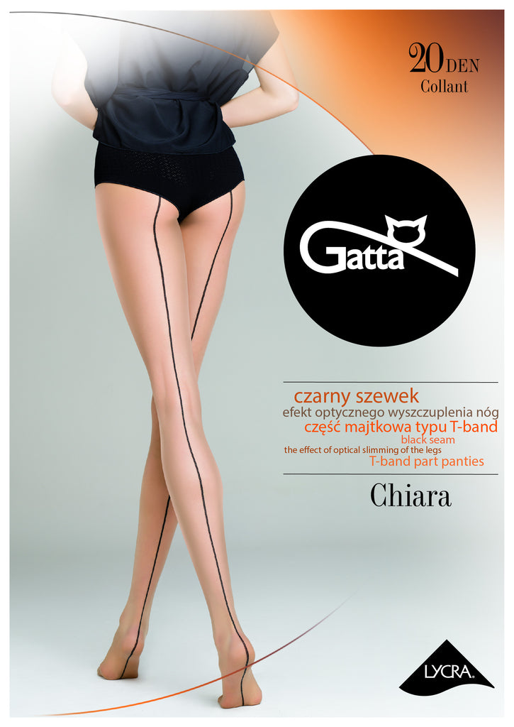Gatta Chiara 05 Sheer Nude Back Seam Pantyhose 20 Den