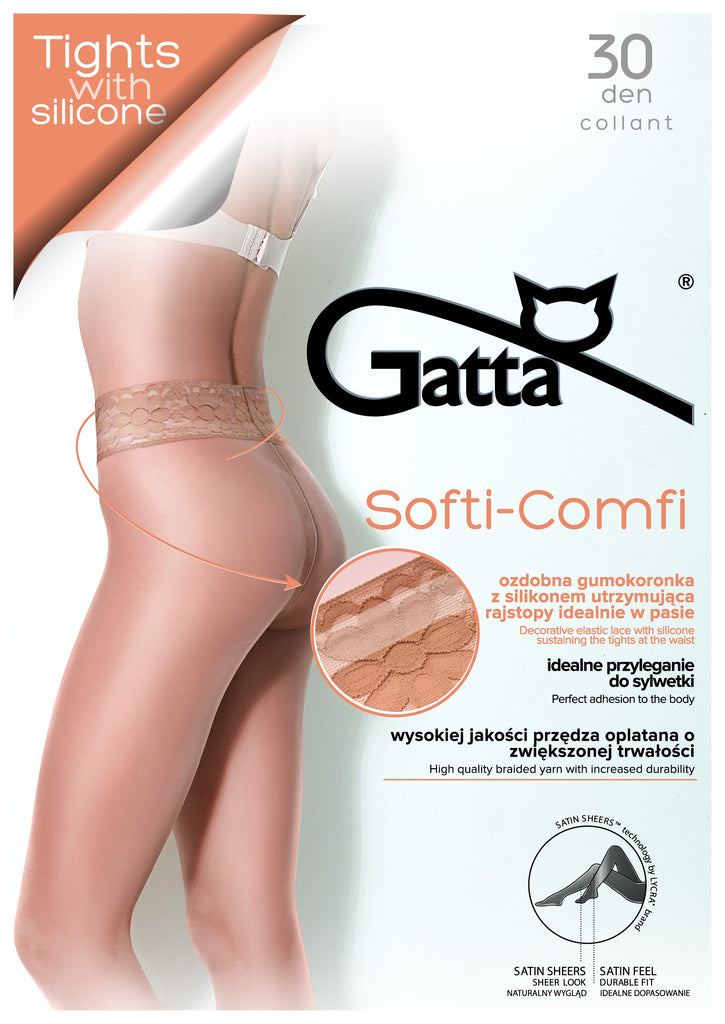 Gatta Softi-Comfi 30 Sheer Pantyhose with Comfy Elastic Waistband
