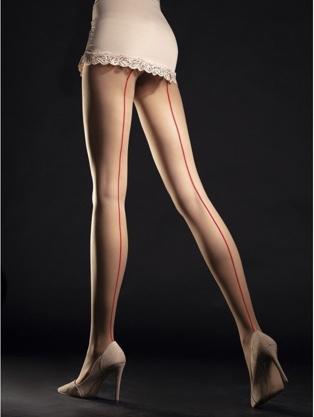Fiore UNIQUE 20 DEN Red Backseamed Pantyhose Sensual Collection