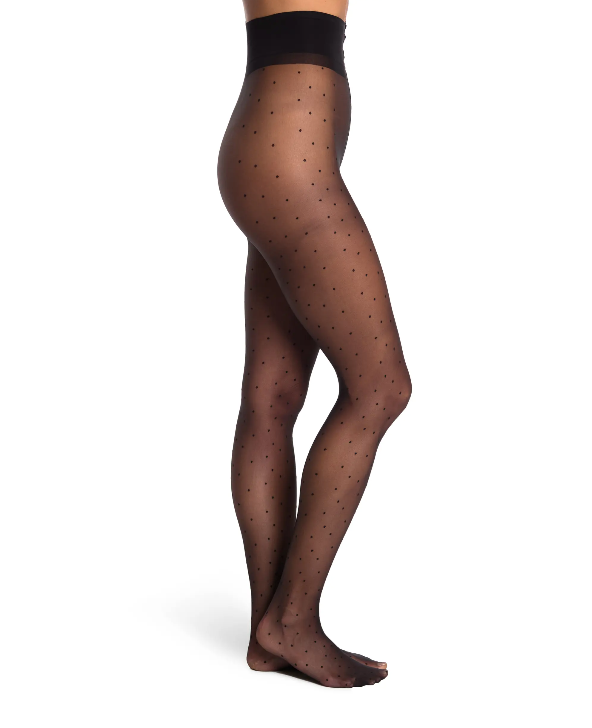 Stems Mini Dots Sheer Pantyhose Black- MADE IN ITALY