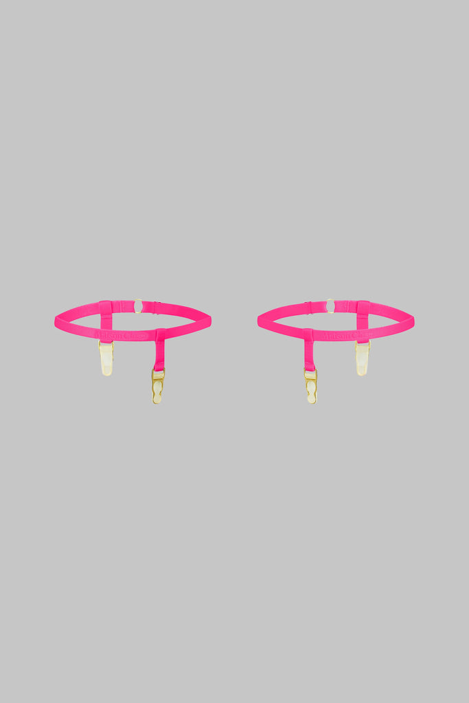 Maison Close 560785 Signature Neon Pink/Gold Stocking Garters