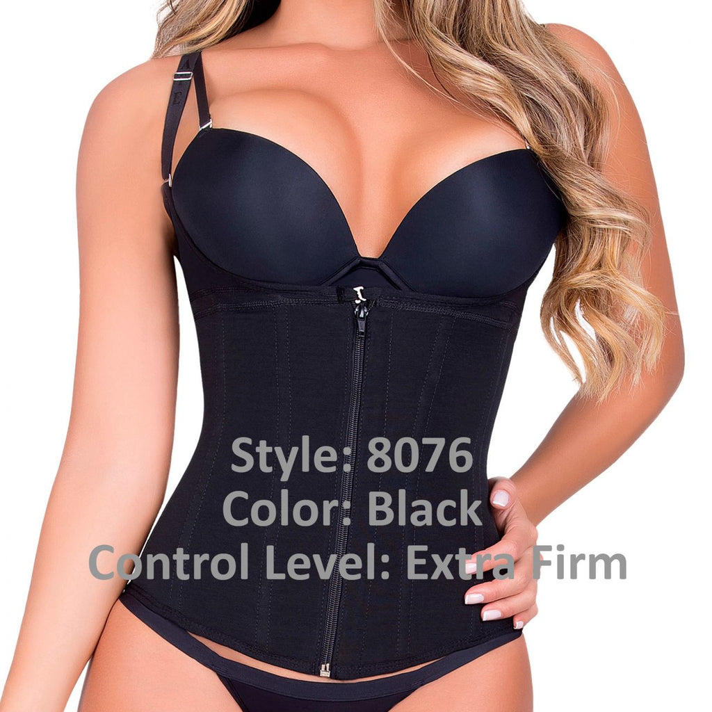 Moldeate 8076 Powernet Waist Trainer Zipper Semi Vest Trainer Color Black