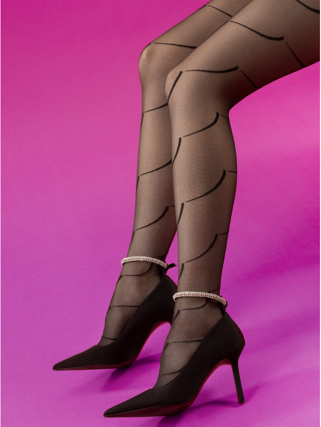 Fiore Check Black 30 Den Design Pantyhose Timeless Kiss Collection –  Elegant Up